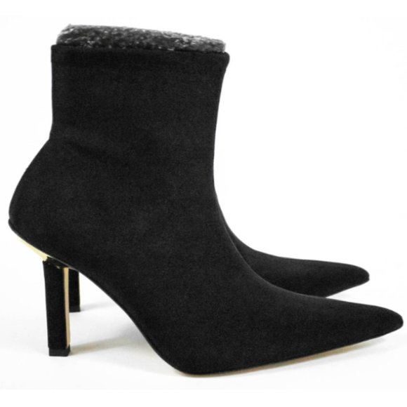 Good American Pointed Toe Stiletto Heeled Ankle Booties - Black - Picture 2 of 11